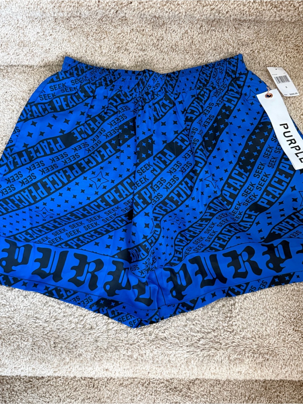 Purple Brand Blue Graphic Men’s Shorts - Peace Print